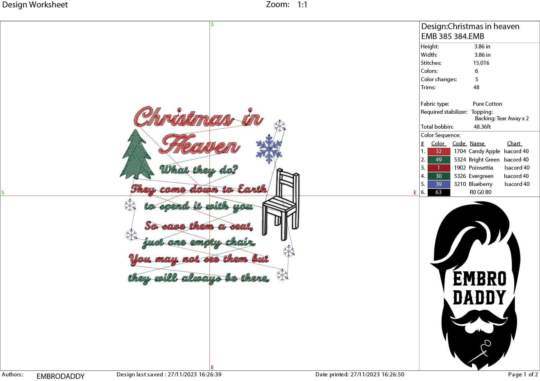 Machine Embroidery files, Christmas in Heaven what do they do, PES, DST, xxx, hus and more
