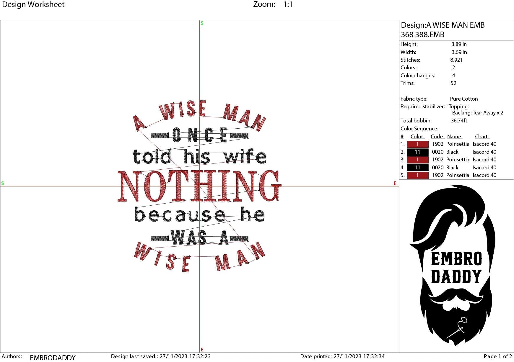 Machine Embroidery files, a wise man, PES, DST, xxx, hus & more