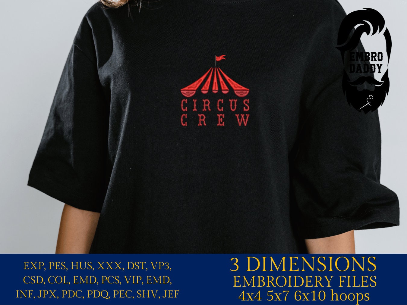 Machine embroidery files, Circus Crew, PES, DST, xxx, hus & more