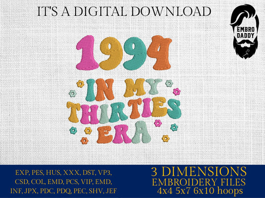 Machine Embroidery files, 1994 in my thirties era, embroidery files, PES, xxx, hus & more, embroidery files