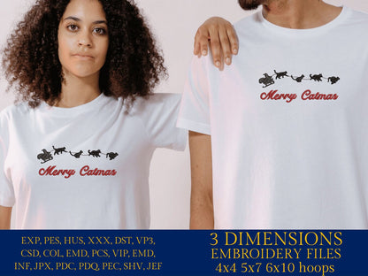 Machine Embroidery files, Merry Catmas, PES, DST, xxx, hus and more
