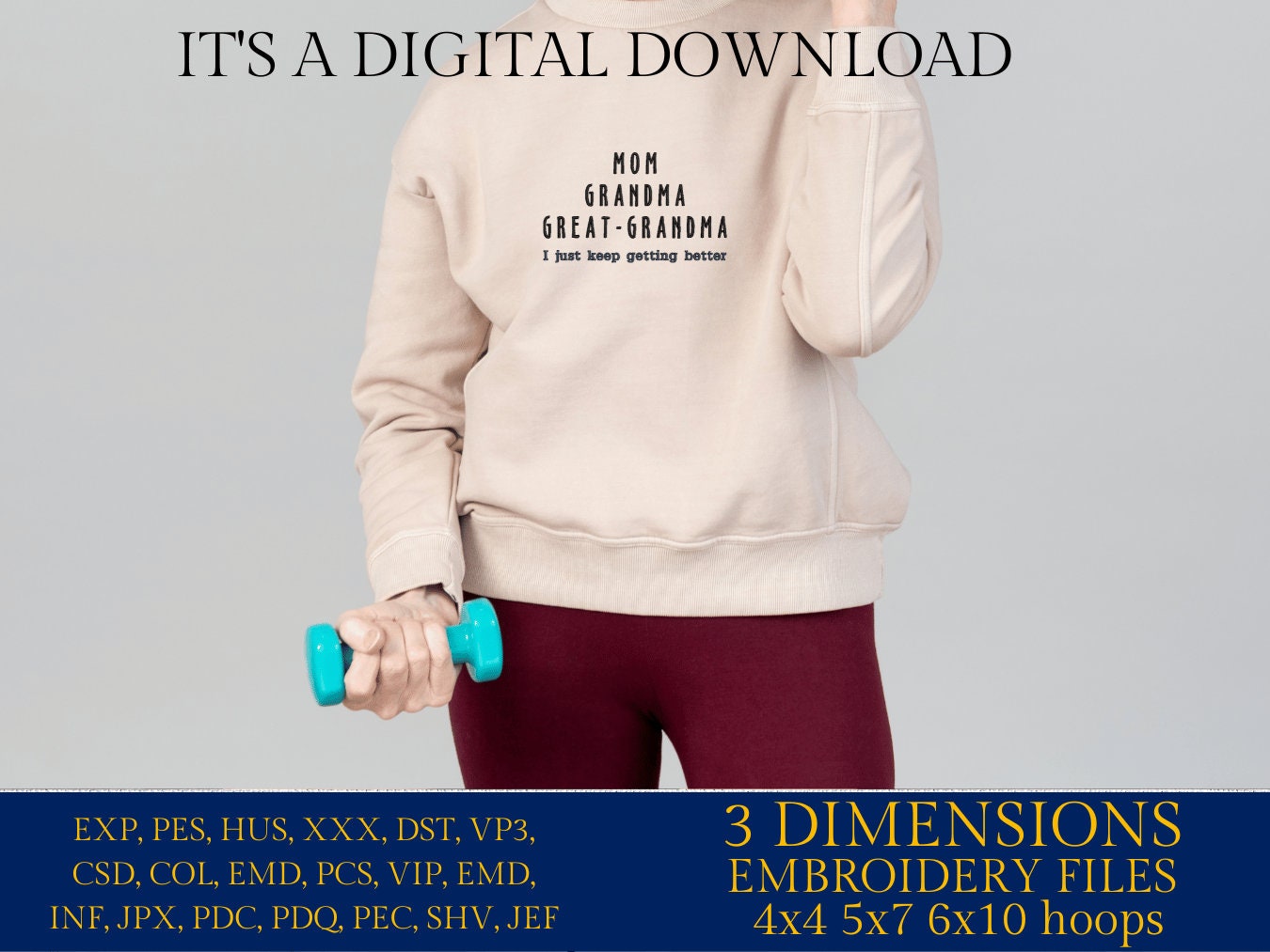 Machine Embroidery files, mom grandma great grandma, PES, xxx, hus & more