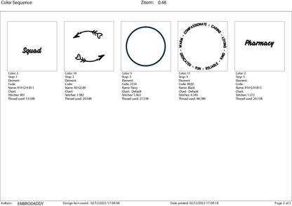 Machine Embroidery files, Pharmacy Squad, dst, PES, xxx, hus & more