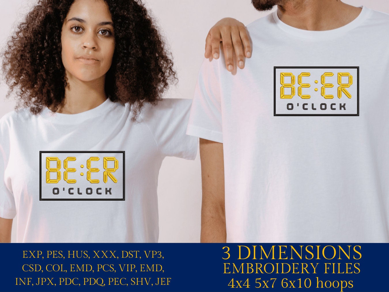 Machine Embroidery files, Beer o ' clock, funny, PES, DST, xxx, hus & more