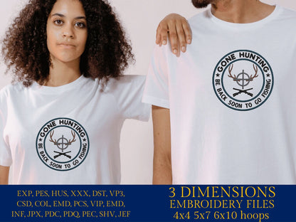 Machine Embroidery files, Gone Hunting, PES, DST, xxx, hus and more