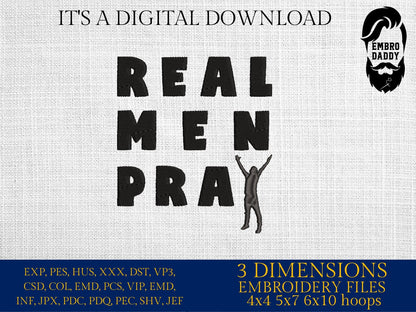 Machine Embroidery files, Real men pray, christian, PES, xxx, hus & more