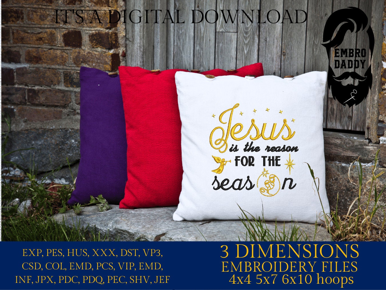 Machine Embroidery files, Jesus is the reason for the season, PES, DST, xxx, hus and more