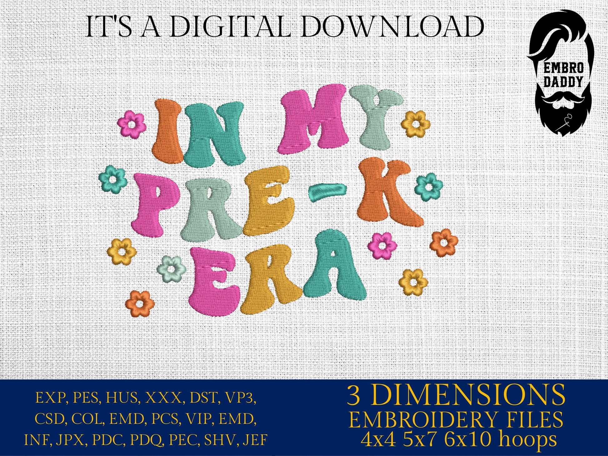 Machine Embroidery files, in my Pre-K era, DST, PES, xxx, hus & more