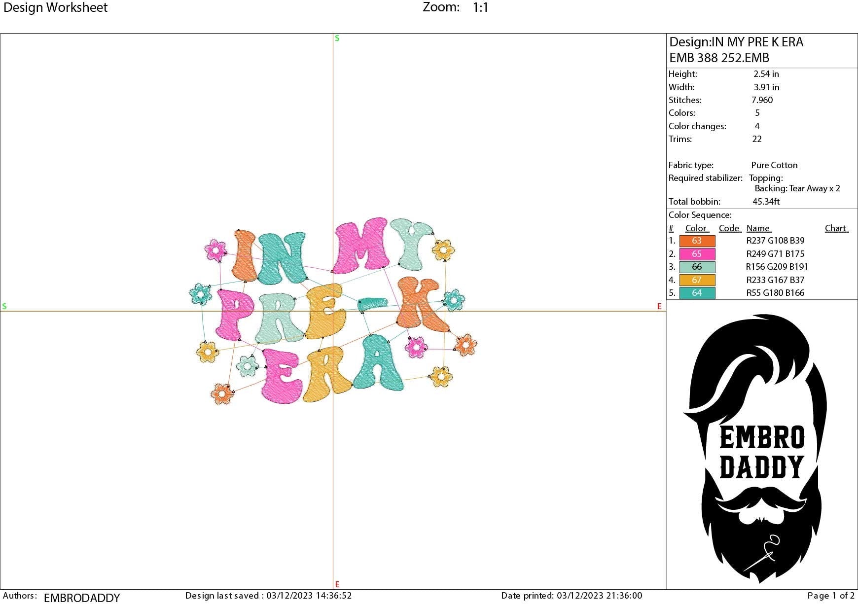 Machine Embroidery files, in my Pre-K era, DST, PES, xxx, hus & more