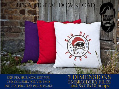 Machine Embroidery files, big Nick energy, Santa, PES, DST, xxx, hus and more