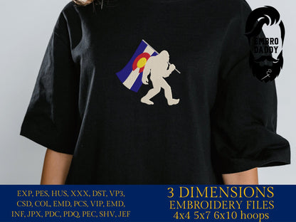 Machine Embroidery files, Colorado Flag, Bigfoot pes, Big Foot, Yeti, Sasquatch PES, xxx, hus & more