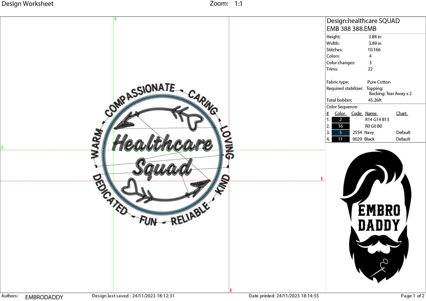 Machine Embroidery files, Healthcare Squad, Healthcare Worker, Health care/ Care Worker, Healthcare ,dst, PES, xxx, hus & more