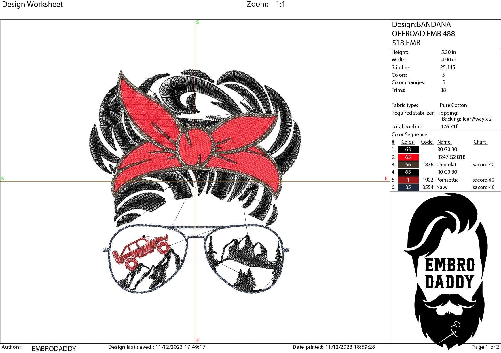 Machine Embroidery files, messy bun Sunglass off road vehicle embroidery files, Gift Idea, PES, xxx, hus & more