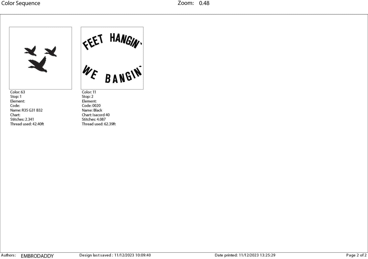 Machine Embroidery files, feet hangin' we bangin, dst, PES, xxx, hus & more