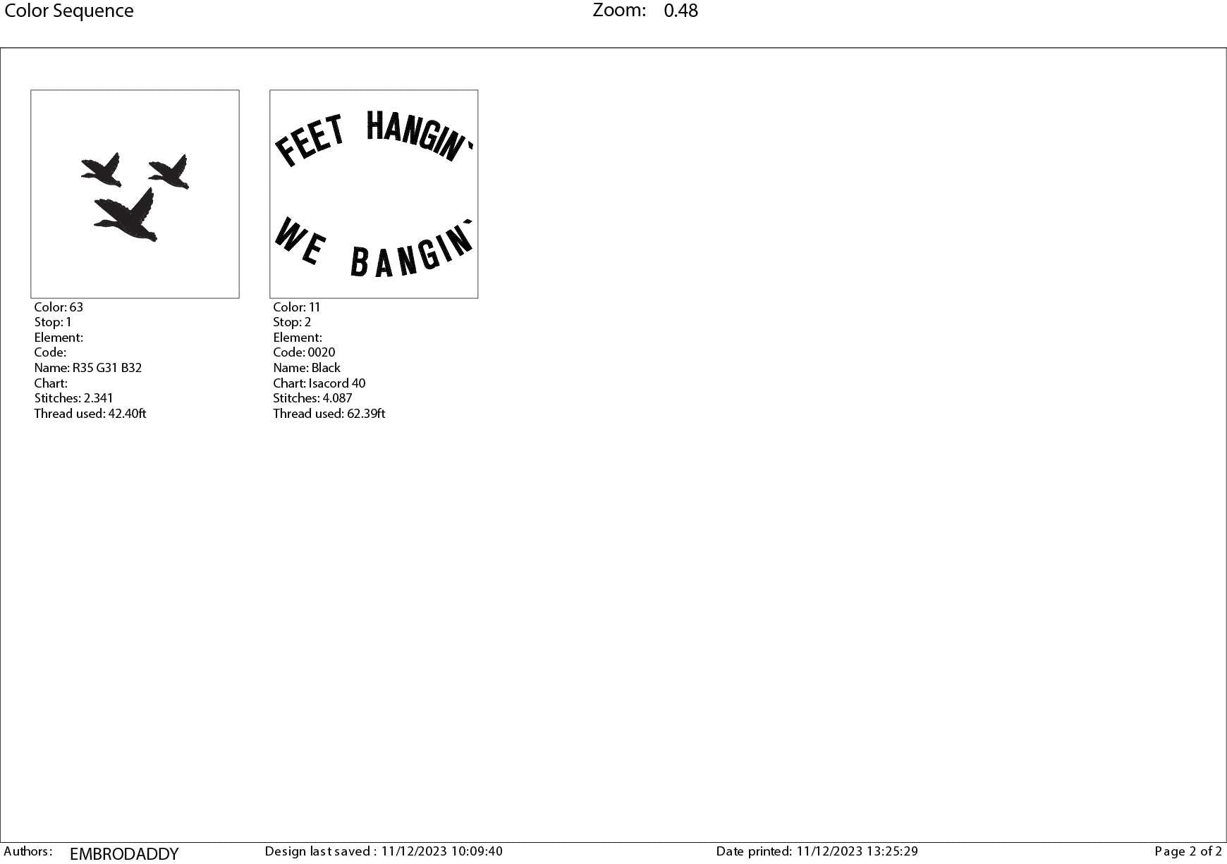 Machine Embroidery files, feet hangin' we bangin, dst, PES, xxx, hus & more