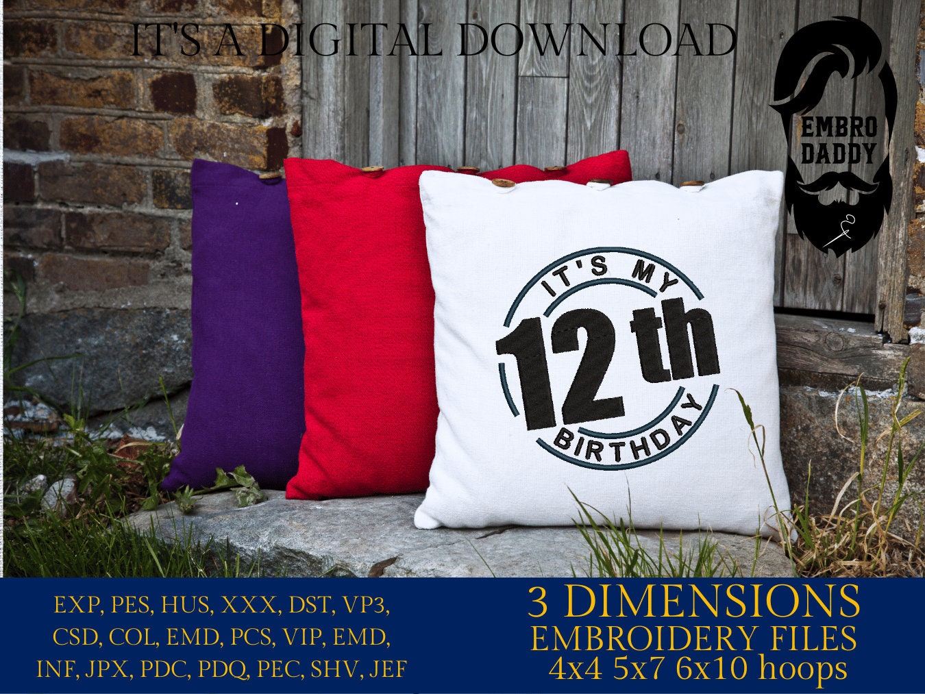 Machine Embroidery files, it's my 12 th birthday, PES, xxx, hus & more
