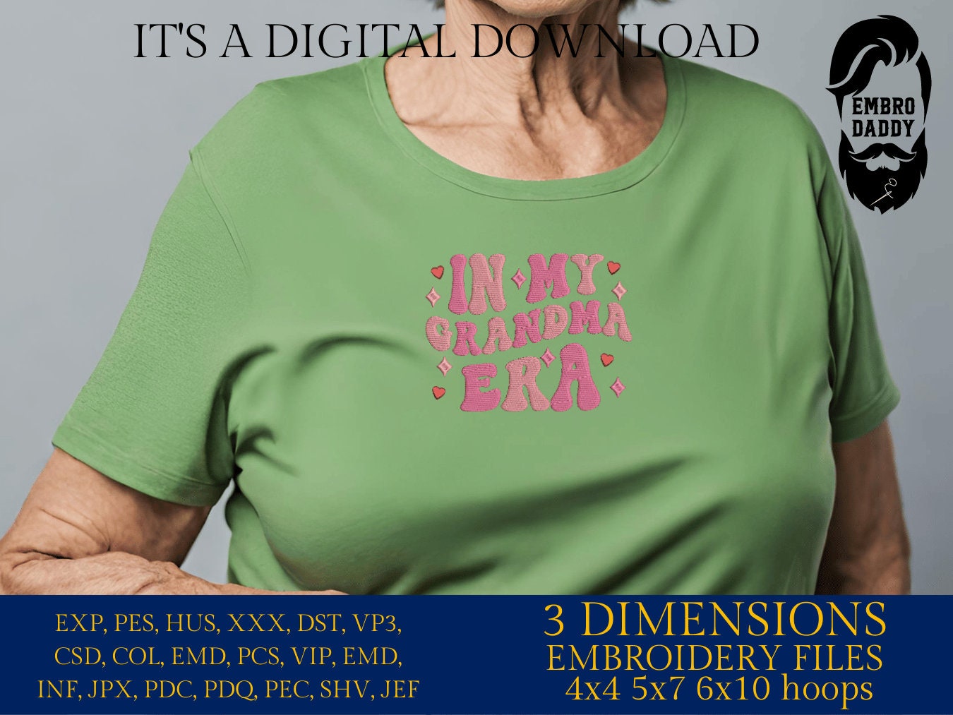 Machine Embroidery files, in my grandma era, embroidery files, PES, xxx, hus & more, embroidery files