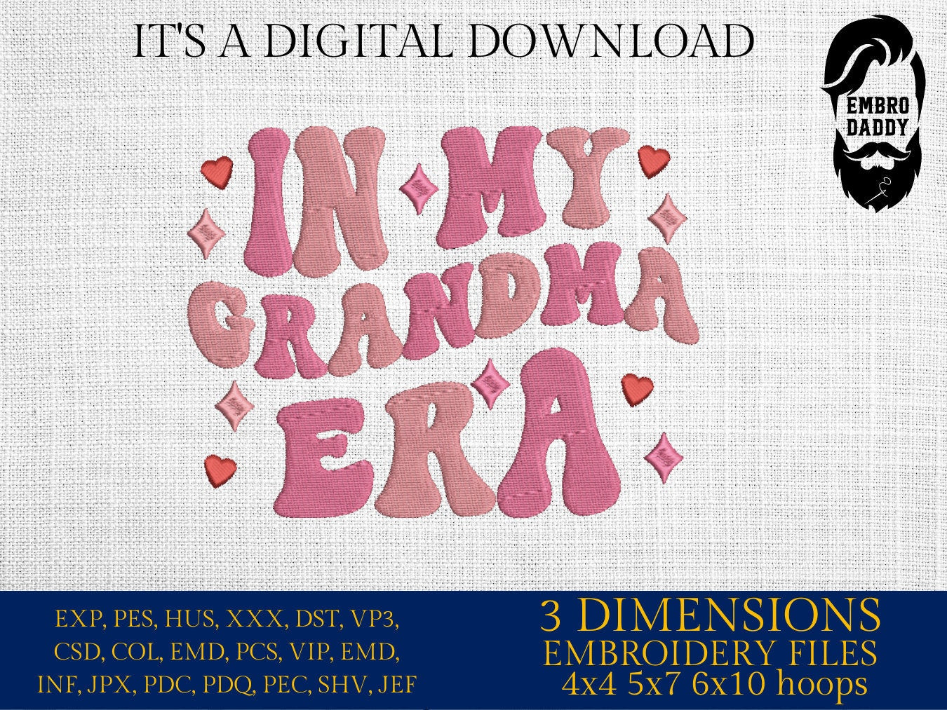 Machine Embroidery files, in my grandma era, embroidery files, PES, xxx, hus & more, embroidery files