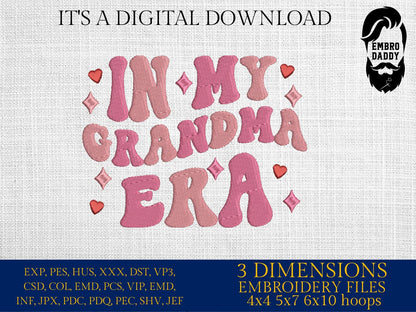 Machine Embroidery files, in my grandma era, embroidery files, PES, xxx, hus & more, embroidery files