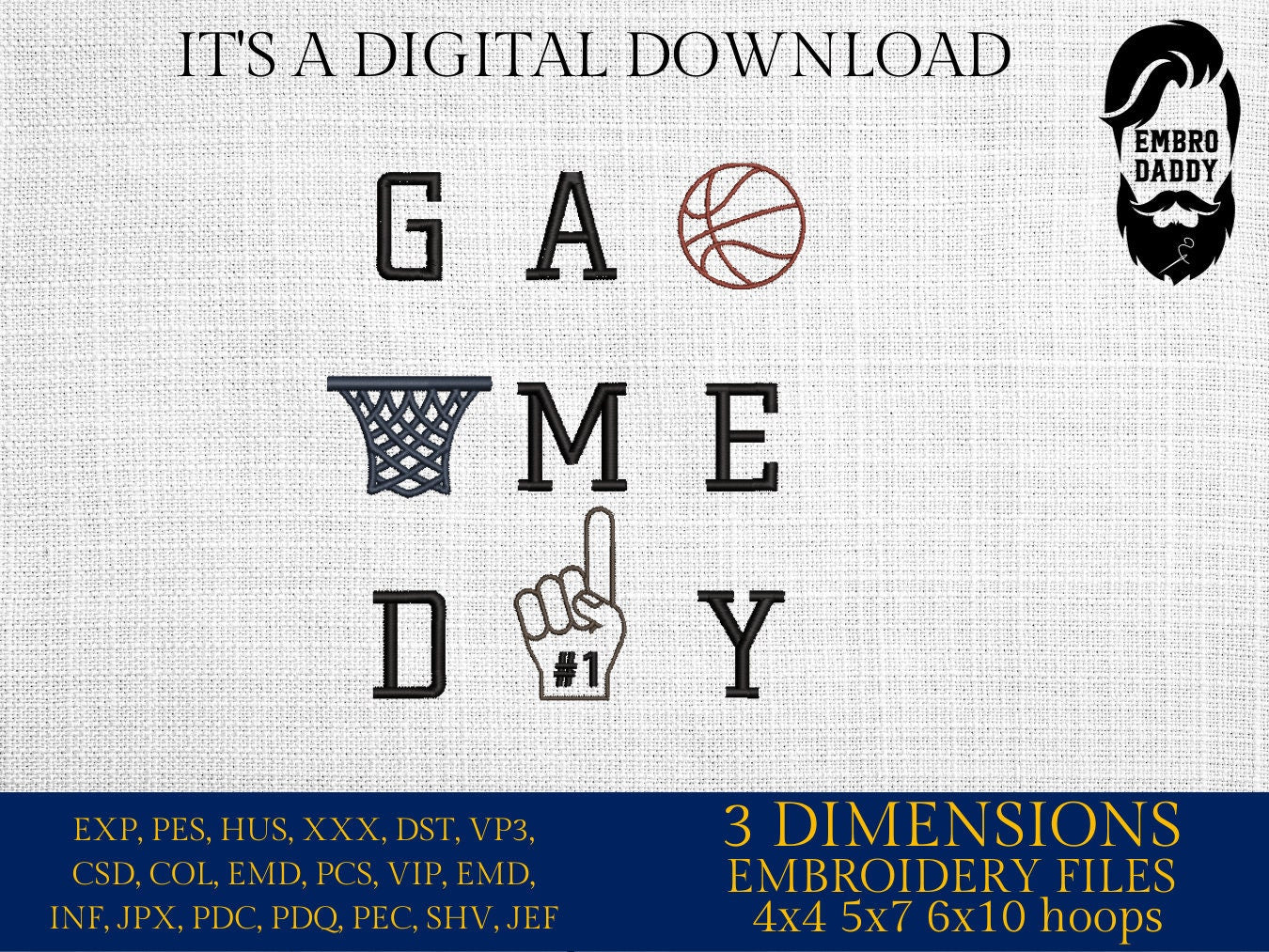 Machine Embroidery files, Game day basketball, PES, xxx, hus & more, fan embroidery files