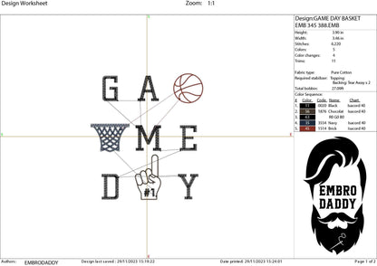 Machine Embroidery files, Game day basketball, PES, xxx, hus & more, fan embroidery files