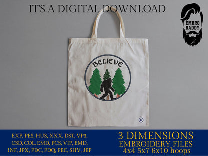 Machine Embroidery files, believe, bigfoot Design, PES, xxx, hus & more