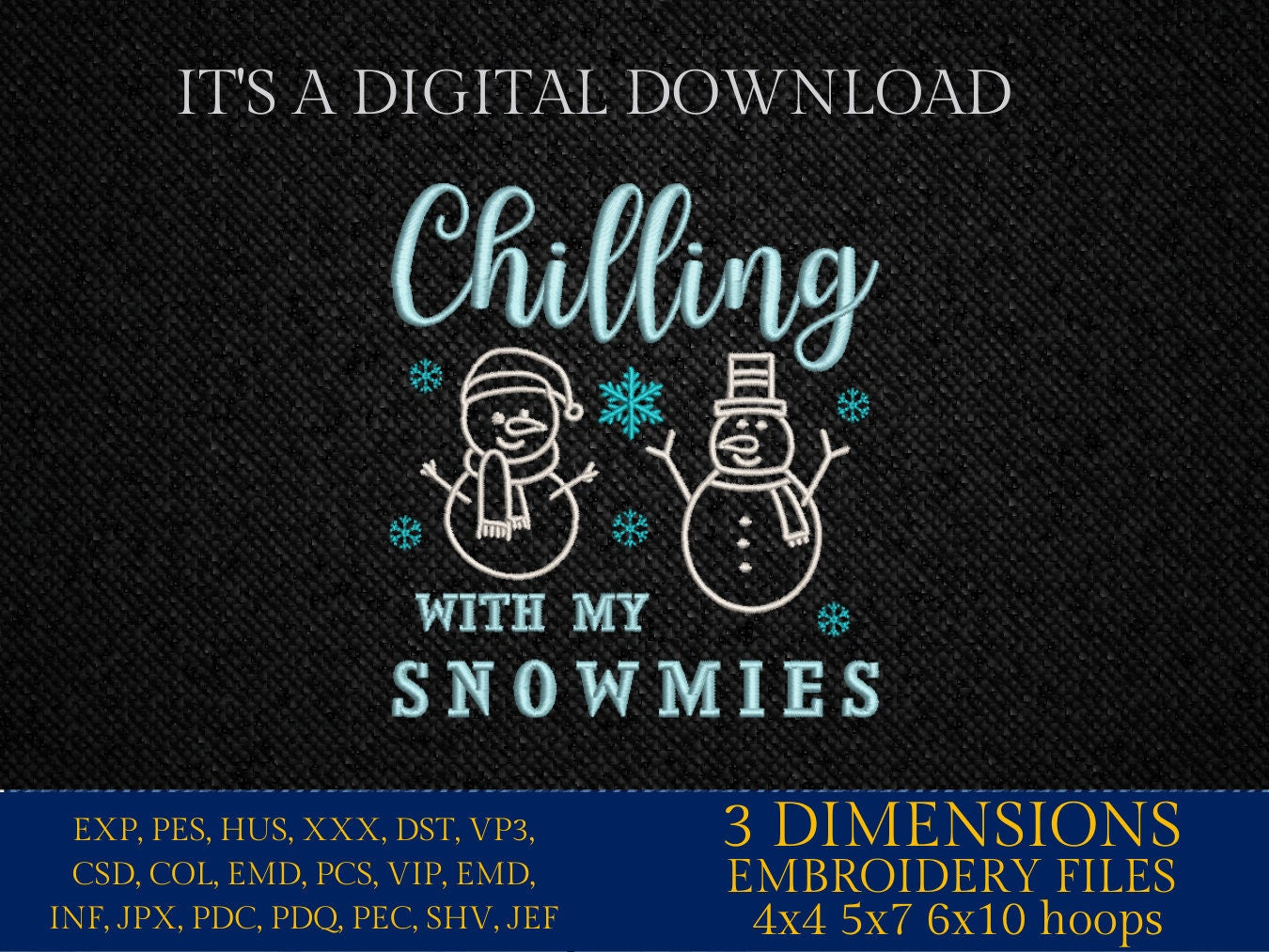 Machine Embroidery files, Chilling with my snowmies , PES, DST, xxx, hus and more