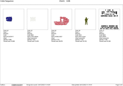 Machine Embroidery files, I am a US veteran, dst, PES, xxx, hus & more