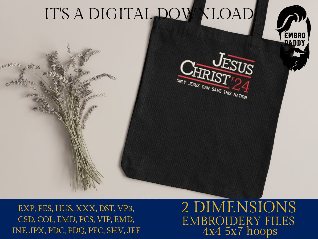 Machine Embroidery files, Jesus Christ 2024, PES, xxx, DST, hus & more