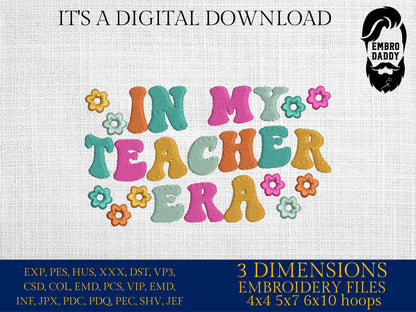 Machine Embroidery files, in my teacher era, embroidery files, PES, xxx, hus & more, embroidery files