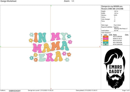 Machine Embroidery files, in my mama era, embroidery files, PES, xxx, hus & more, embroidery files