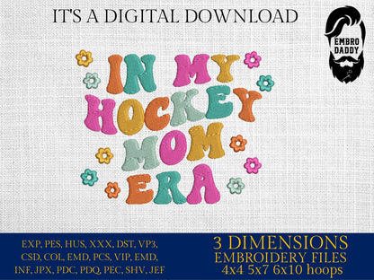 Machine Embroidery files, in my hockey mom era, embroidery files, PES, xxx, hus & more, embroidery files