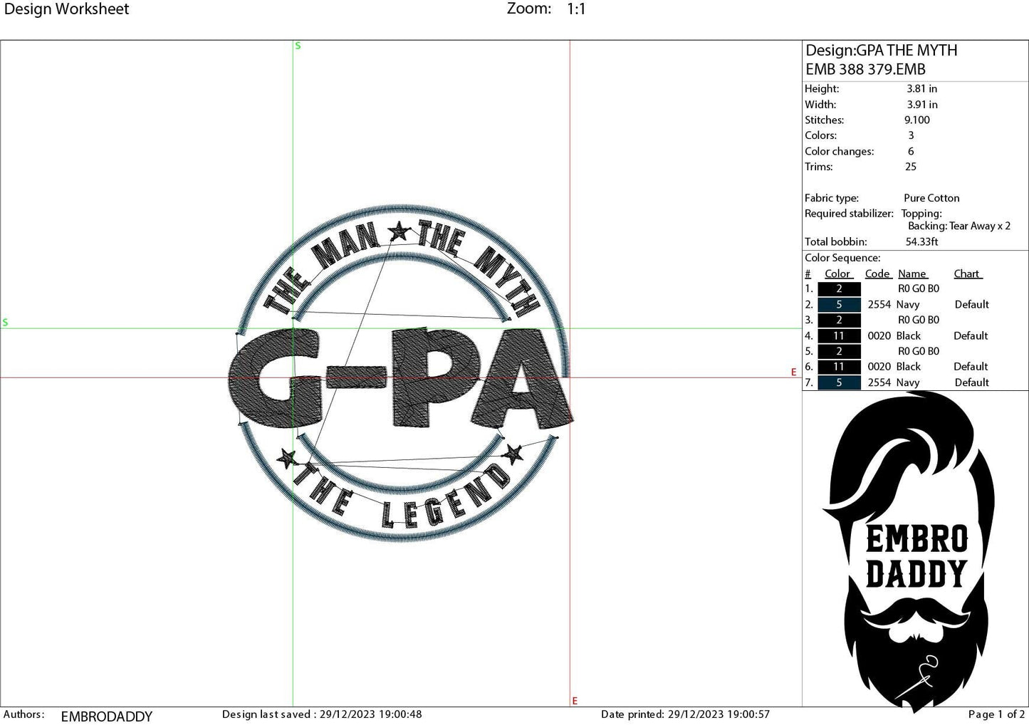 Machine Embroidery files, G-PA man myth legend, Grandfather, PES, xxx hus & more