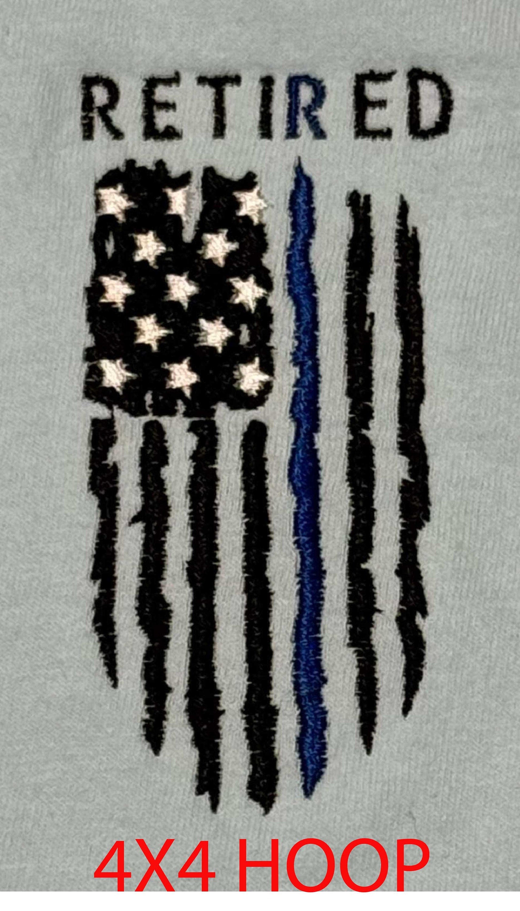 Machine Embroidery files, American Flag Retired Police officer, PES, DST, xxx, hus & more, embroidery files