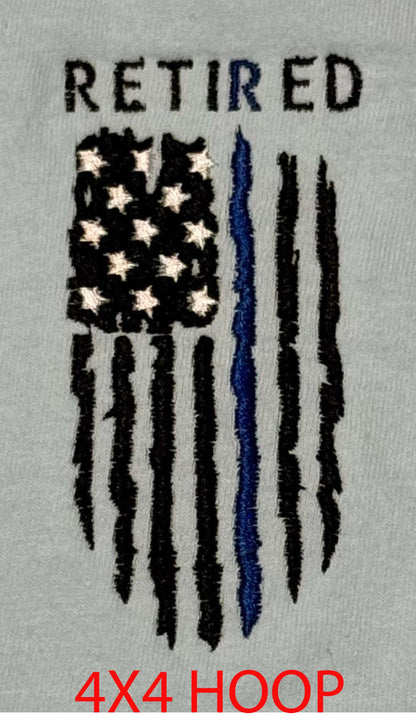Machine Embroidery files, American Flag Retired Police officer, PES, DST, xxx, hus & more, embroidery files