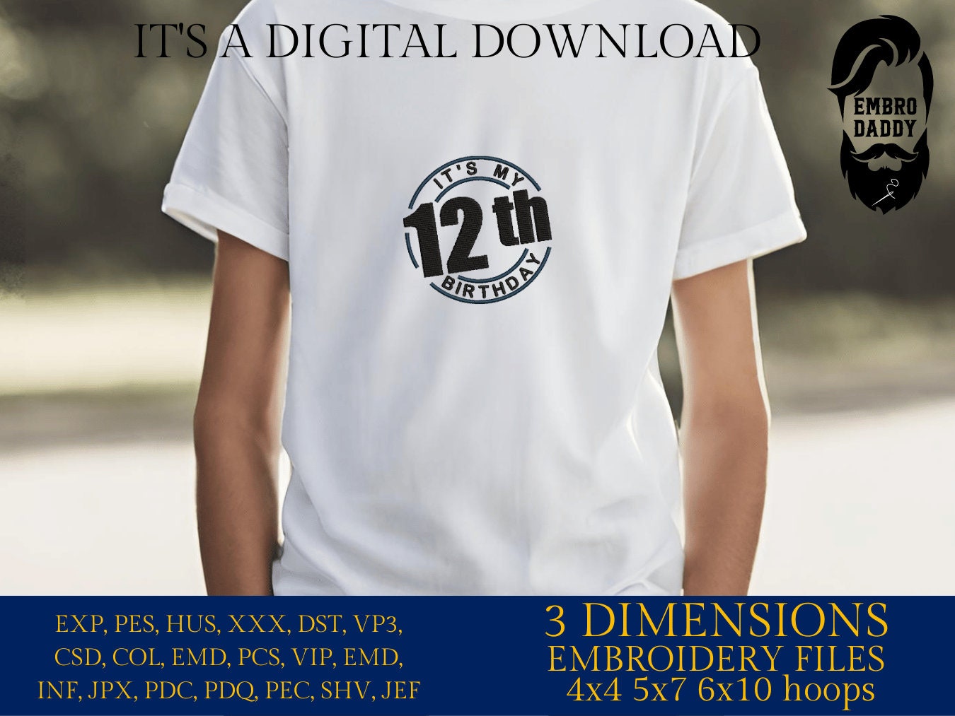 Machine Embroidery files, it's my 12 th birthday, PES, xxx, hus & more