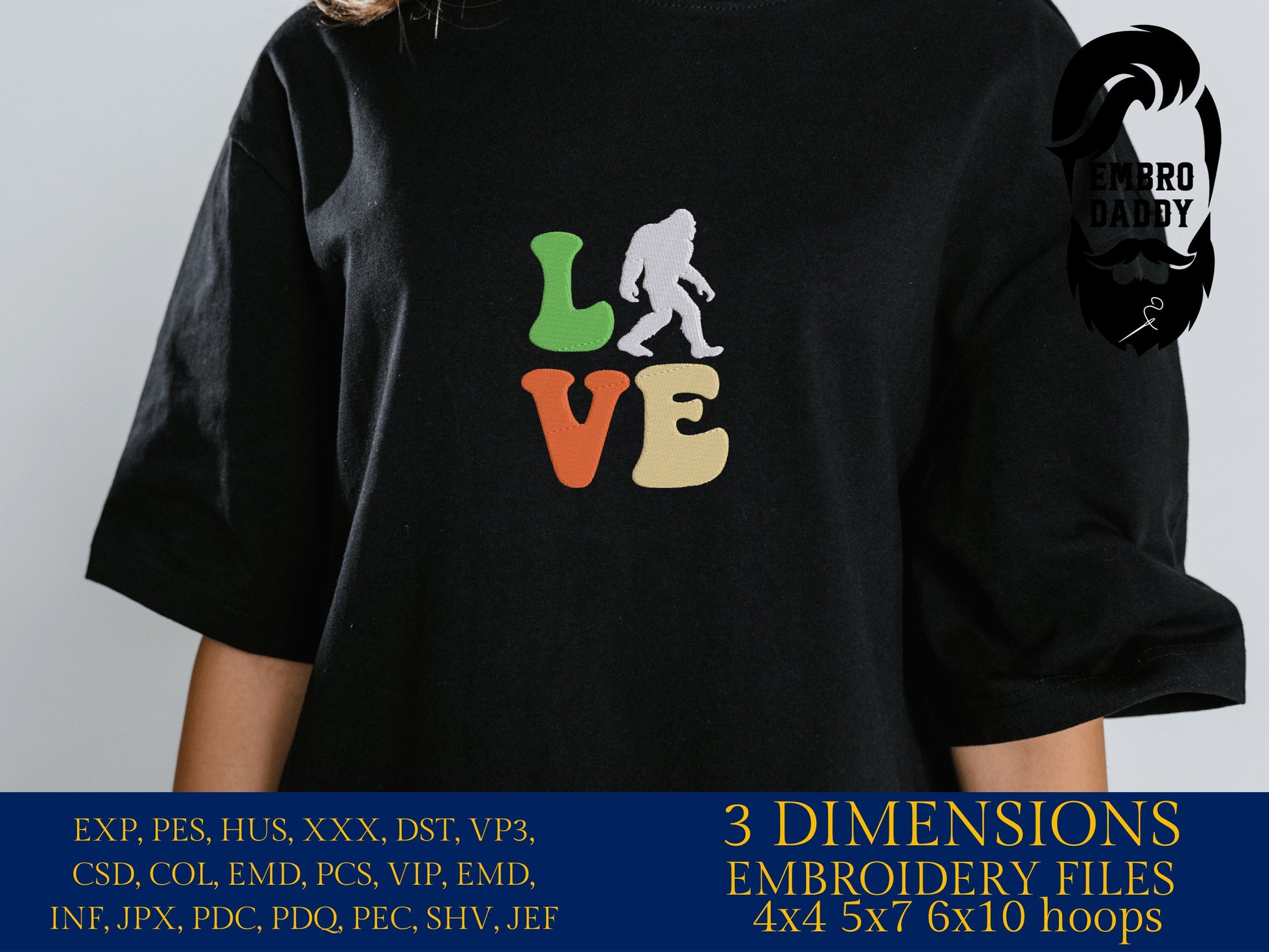 Machine Embroidery files, love bigfoot, PES, xxx, hus & more