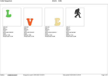 Machine Embroidery files, love bigfoot, PES, xxx, hus & more