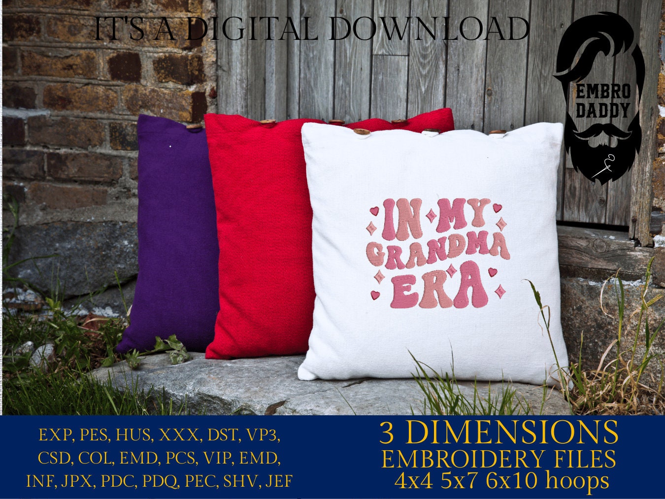 Machine Embroidery files, in my grandma era, embroidery files, PES, xxx, hus & more, embroidery files