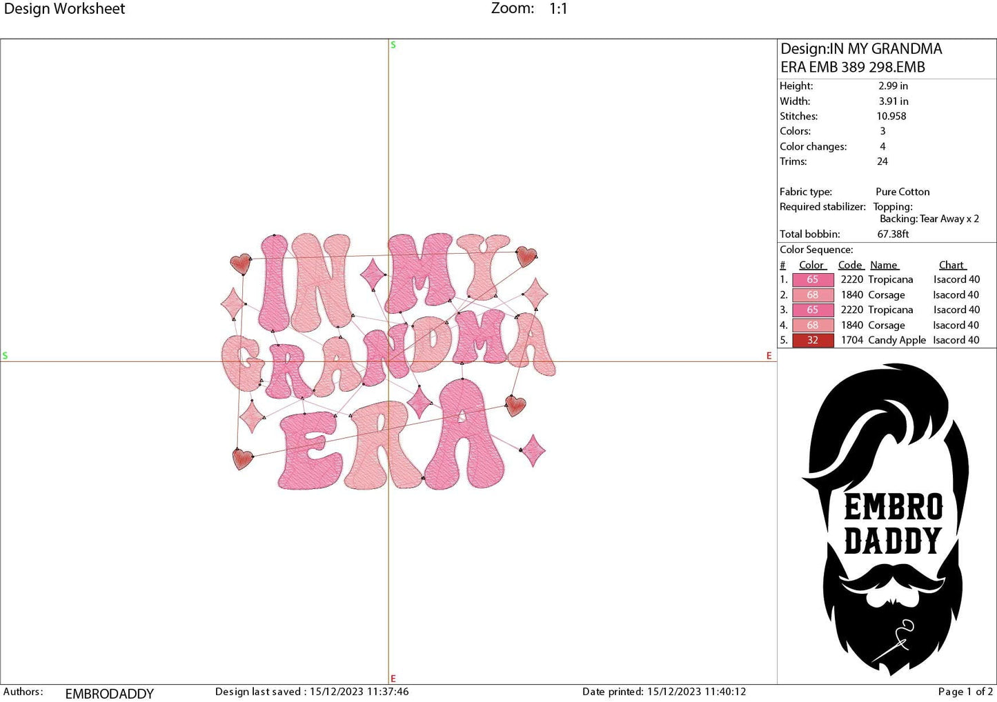 Machine Embroidery files, in my grandma era, embroidery files, PES, xxx, hus & more, embroidery files