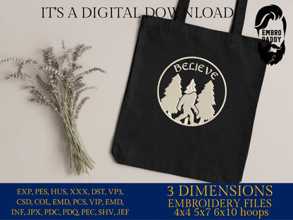 Machine Embroidery files, believe, bigfoot Design, PES, xxx, hus & more