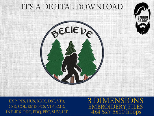 Machine Embroidery files, believe, bigfoot Design, PES, xxx, hus & more