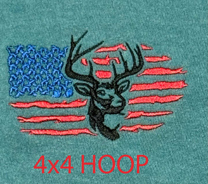 Machine Embroidery files, USA flag buck, deer PES, xxx, hus & more