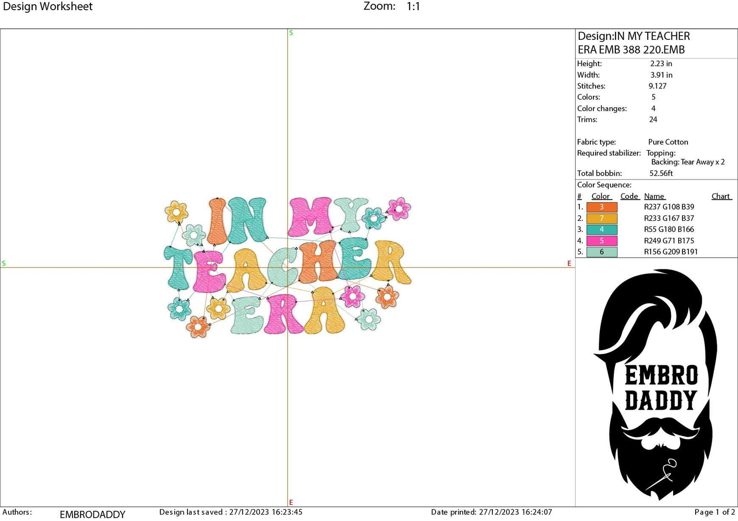 Machine Embroidery files, in my teacher era, embroidery files, PES, xxx, hus & more, embroidery files
