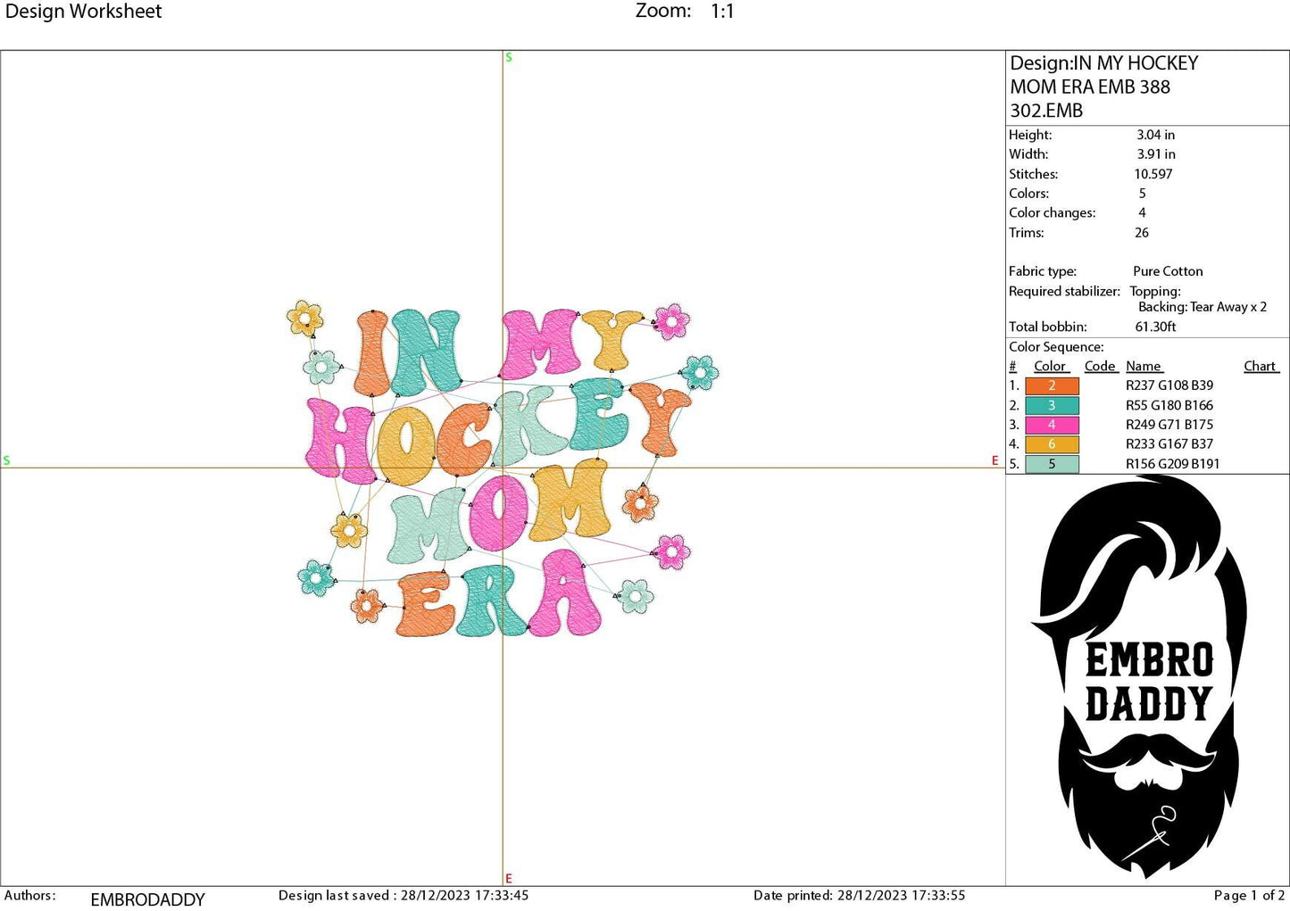 Machine Embroidery files, in my hockey mom era, embroidery files, PES, xxx, hus & more, embroidery files