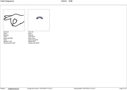 Machine embroidery files, Gotcha Hand, Sarcastic, Funny, PES, DST, hus & more