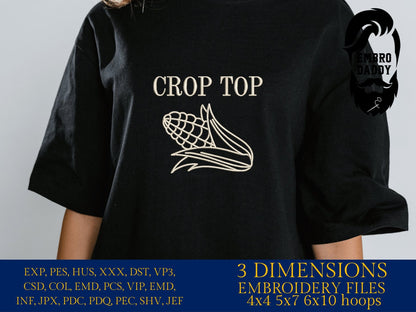 Machine Embroidery files, Crop Top, funny, girl, PES, dst xxx, hus & more