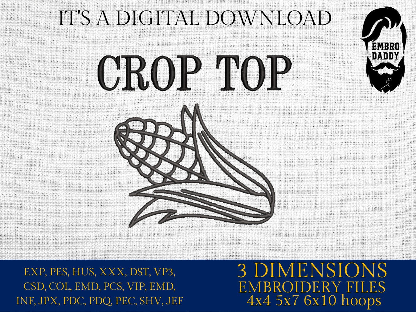 Machine Embroidery files, Crop Top, funny, girl, PES, dst xxx, hus & more