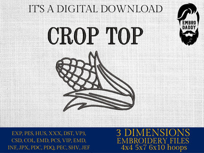 Machine Embroidery files, Crop Top, funny, girl, PES, dst xxx, hus & more