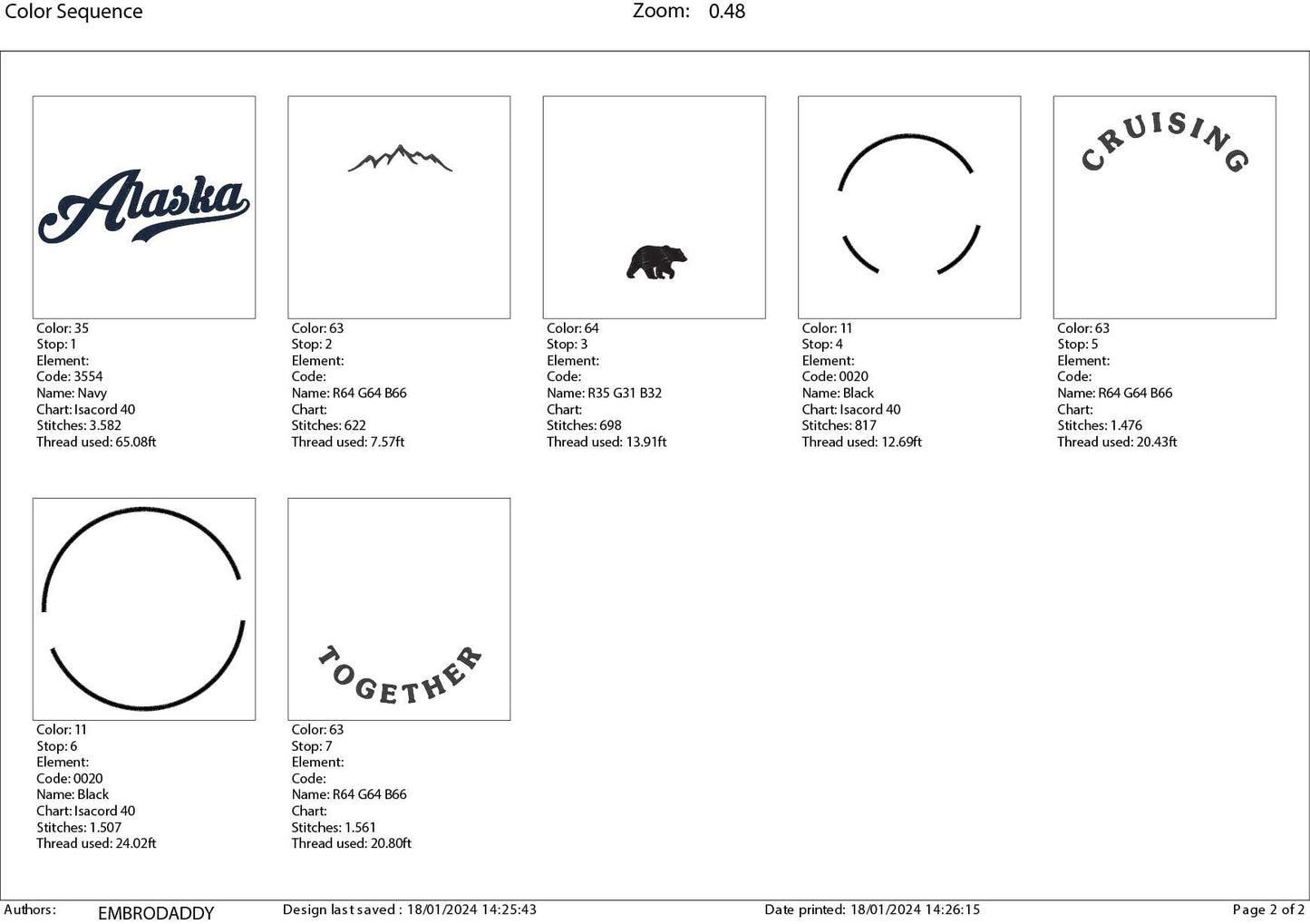 Machine Embroidery files, Cruising Alaska together, PES, xxx, hus & more, embroidery files